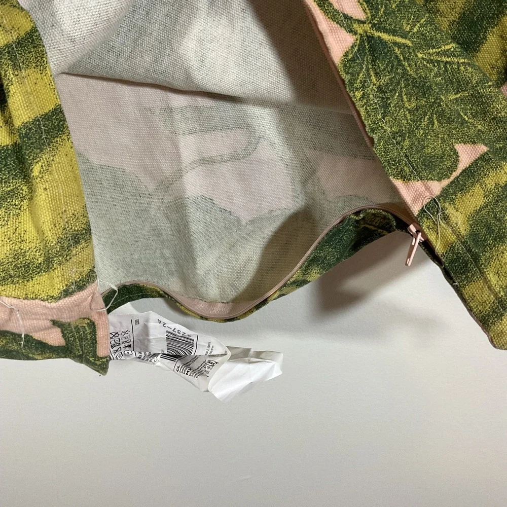 IKEA PARKSALLAT Set of 2 Pink Green Gourd Botanical Cotton Pillow Covers 20x20